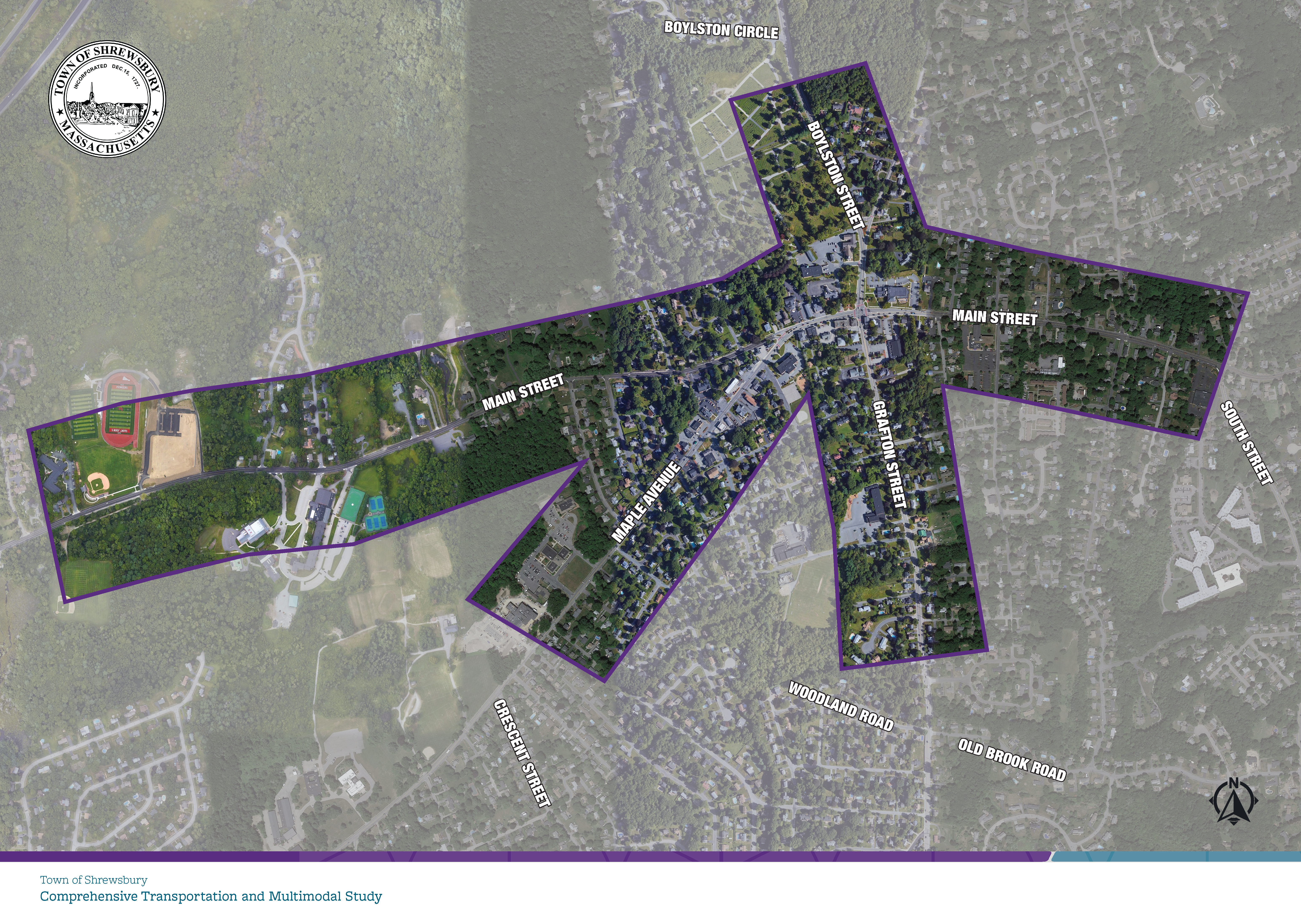 Shrewsbury Town Center Multimodal Study project area