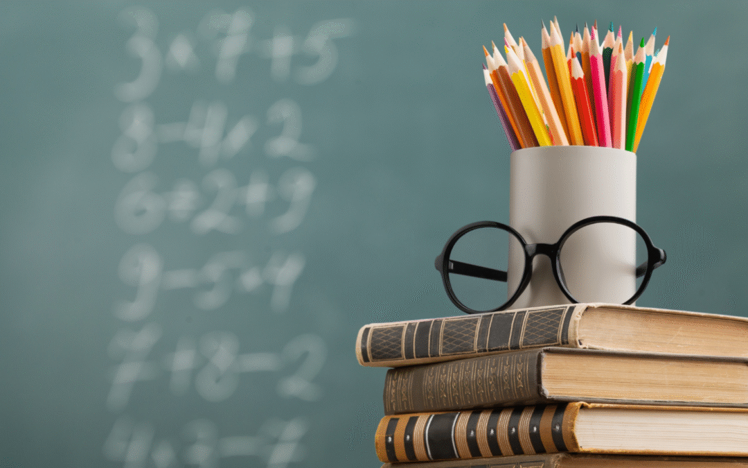 teacher background with pencils and books