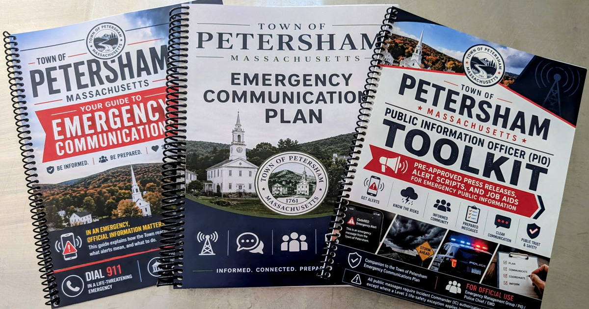 Emergency communications planning materials developed for the Town of Petersham